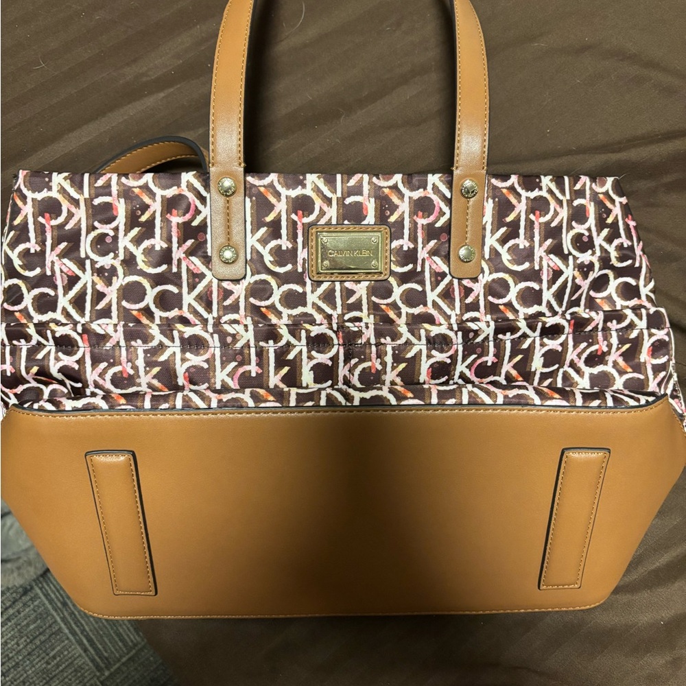 Calvin Klein Brown and Tan Tote Bags